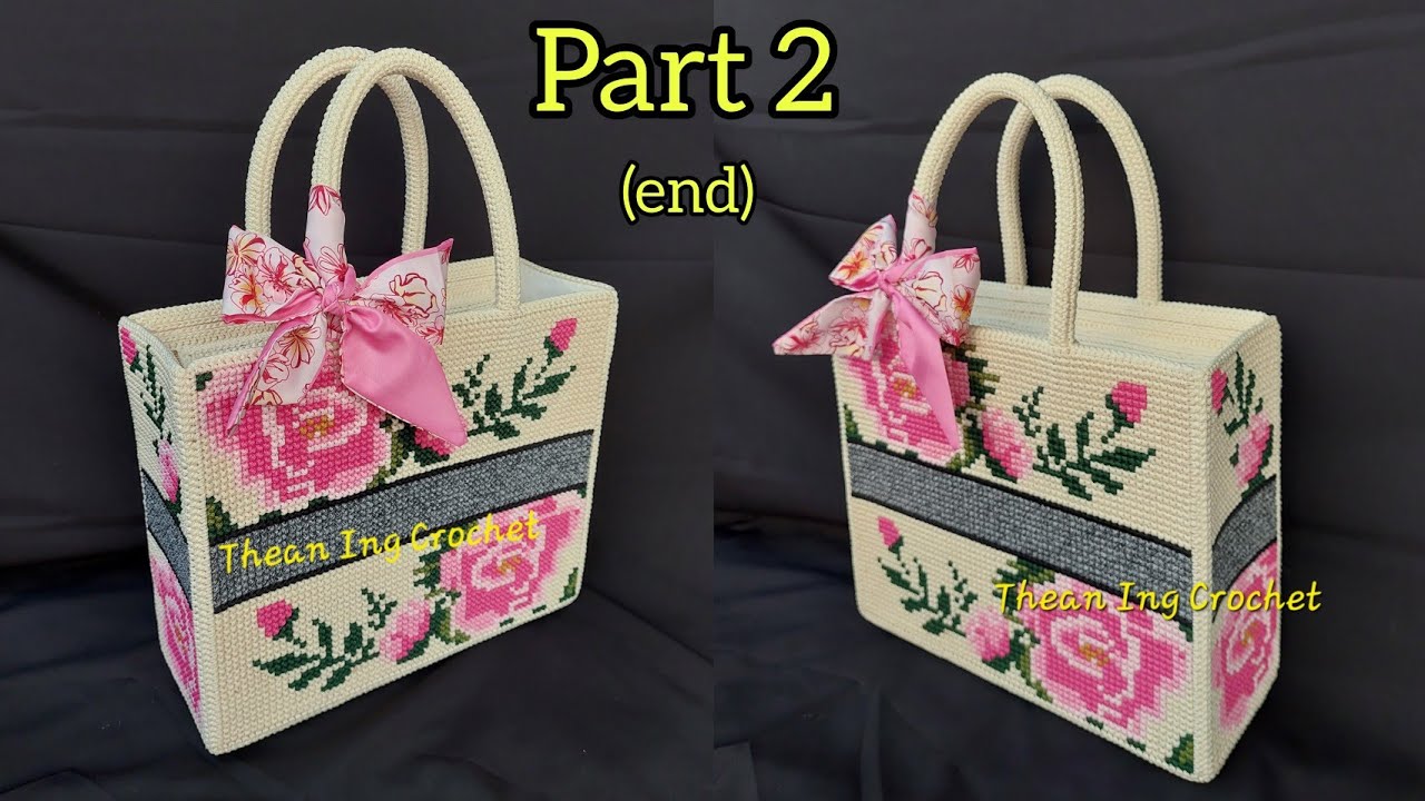 Beautiful flower cross stitch bag part 2(end)
