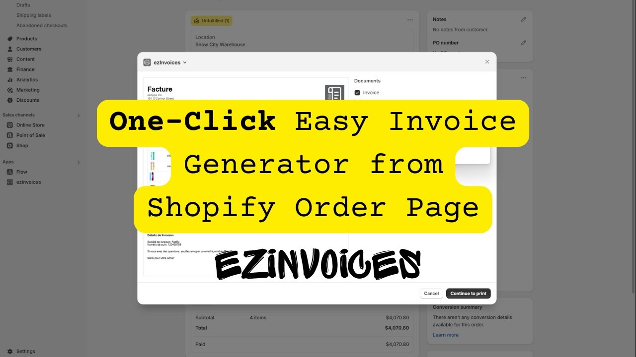 How to Make an Invoice in Shopify in with ezInvoices | One-Click Shopify Invoice Generator