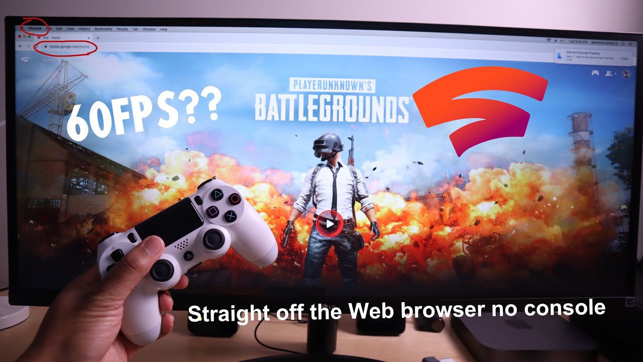 Геймплей Google Stadia PUBG прямо через Google Chrome 60FPS?