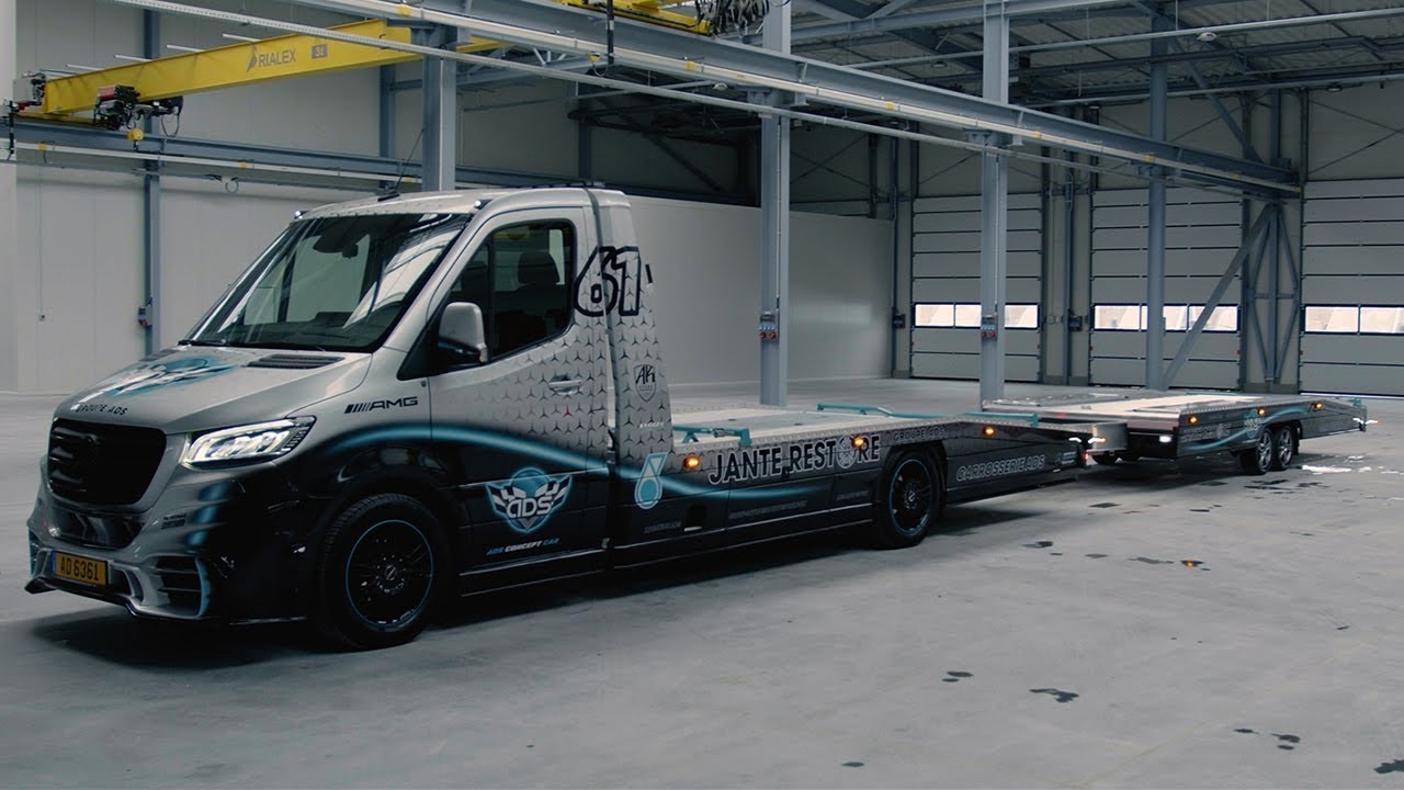 Autotransporter Mercedes Sprinter 3.0 V6 with car trailer