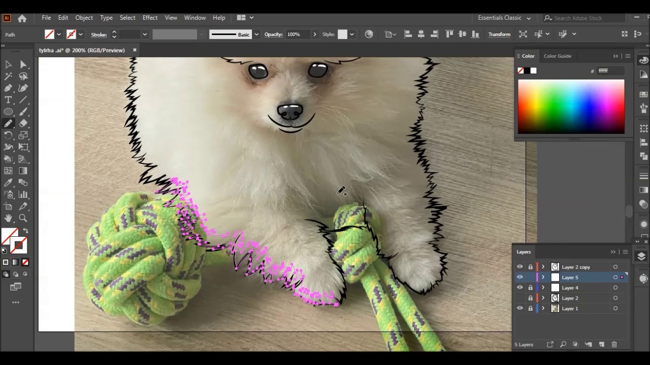 Custom Cartoon Dog Portrait l Adobe Illustrator 2021