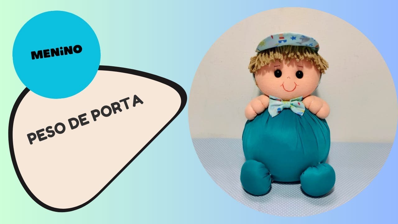 Menino peso de porta feito com fuxico artesanato fácil vem aprender