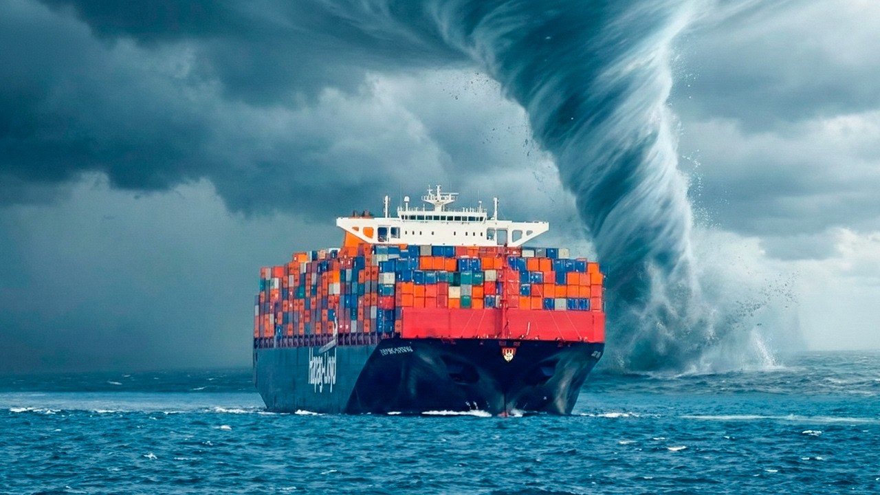 COLOSSAL SEA HURRICANE TEARS Through Container Ship | Realistic AI Simulation