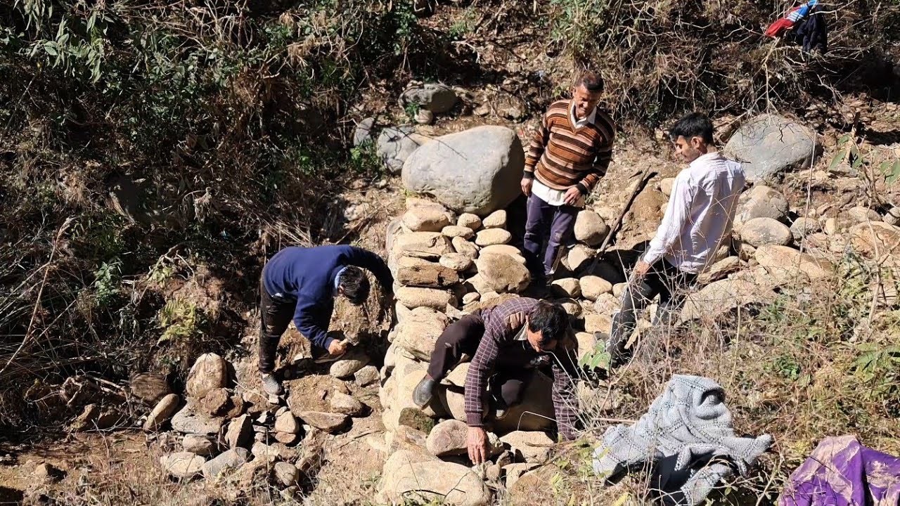 Life in the hills  Art of stonework🏔   hard work  काम काफी मुश्किल भरा है