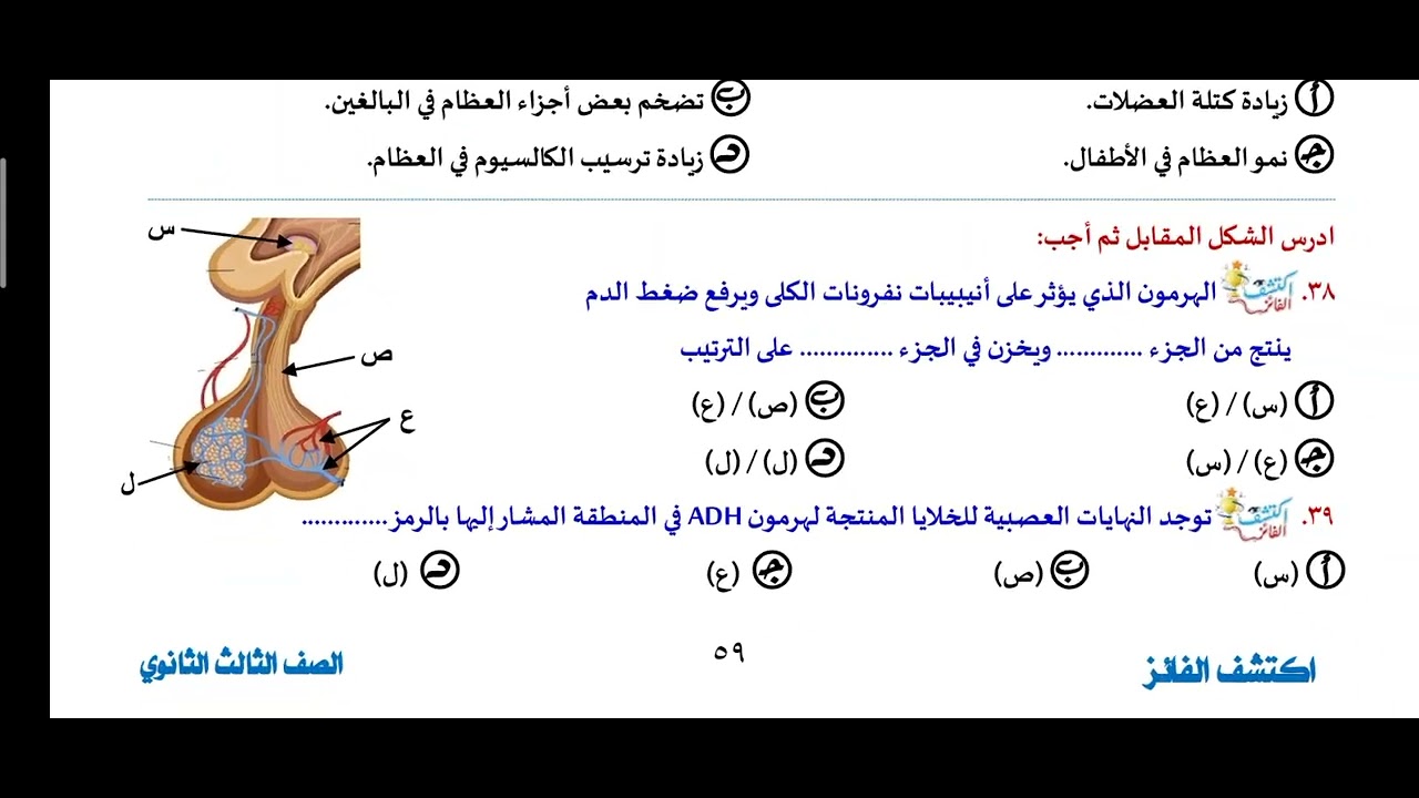 8- حل بعض أسئلة هرمونات الغدة النخامية  كتاب اكتشف الفائز أ / محمد الرفاعى ذكى 