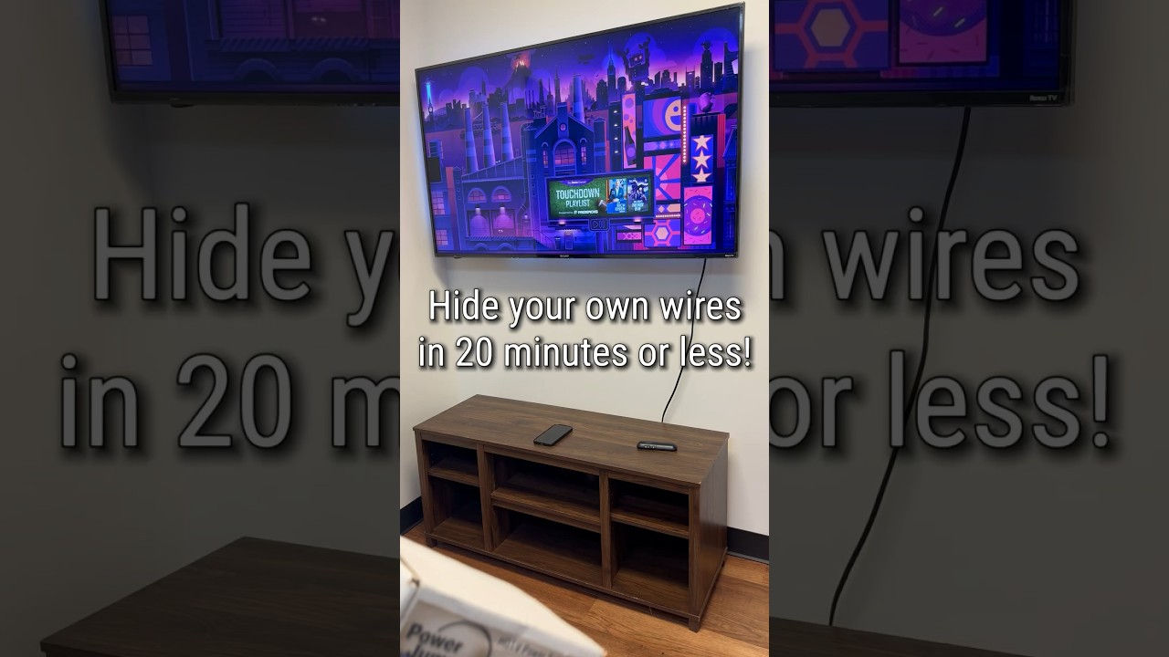 How to hide your TVs wires #fyp #tiktok #howto #tv #wires #work #electrical #funny #diy #powerbridge