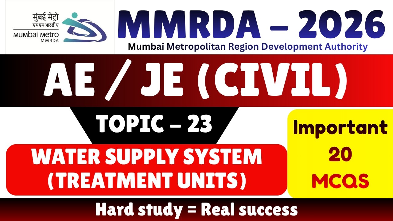 Water Supply System MCQS | MMRDA JE Civil MCQS Notes 2026 | MMRDA Civil Engineer MCQS PDF 2026