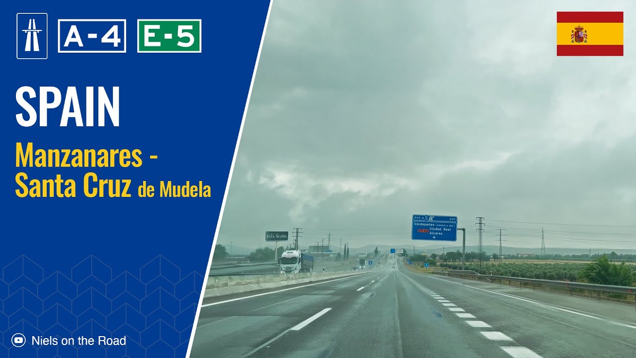 Driving in Spain: Autovía A-4 E-5 from Manzanares to Santa Cruz de Mudela