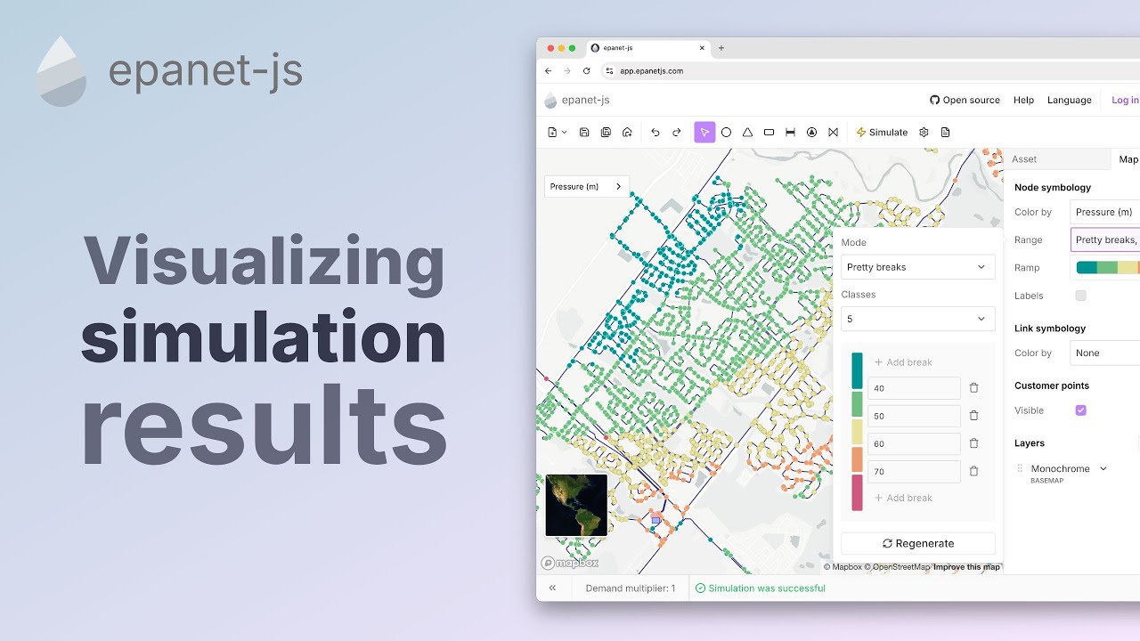 Visualizing EPANET hydraulic results in epanet-js – Map styling, legends & color ramps