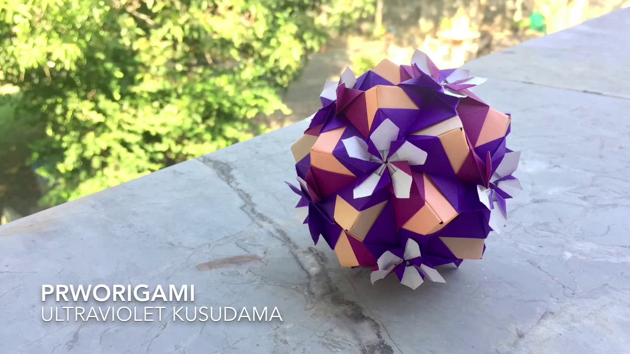 Ultraviolet Kusudama - PrwOrigami Folding Tutorial 【くす玉・折り紙】