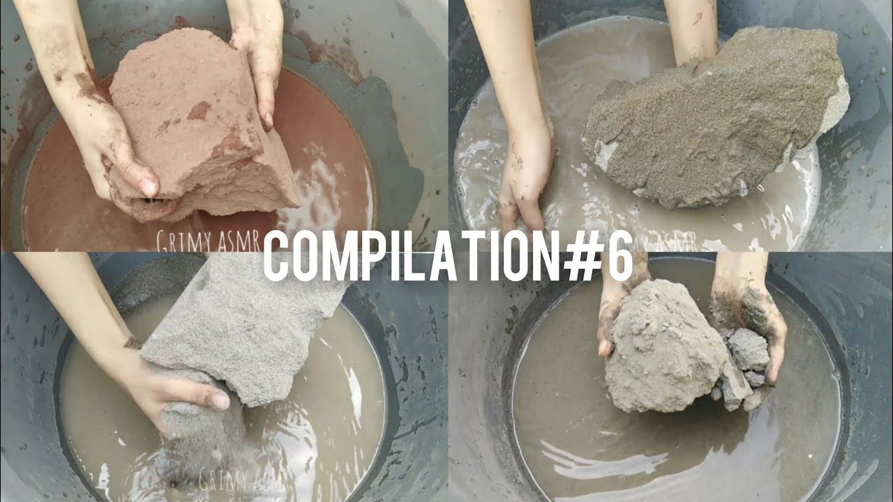 Asmr Pure cement+pure red dirt+soft sand cement chunks compilation