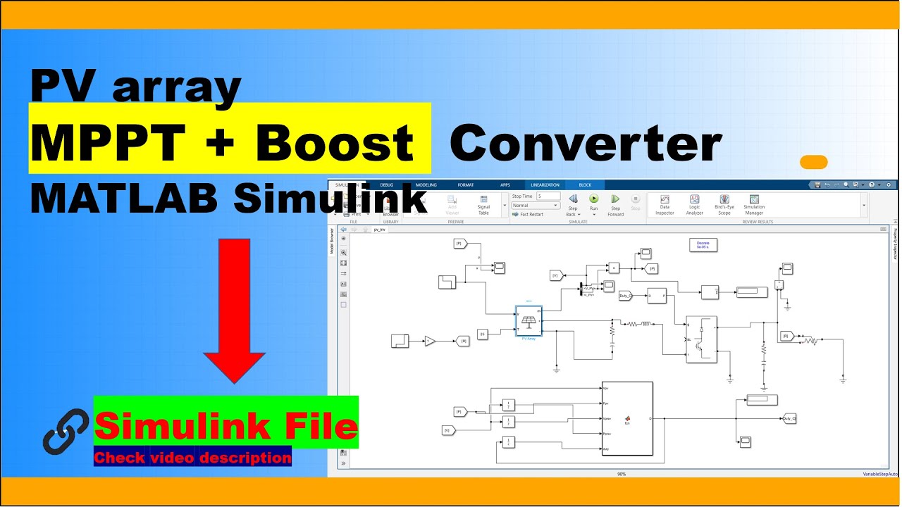 Solar PV array with MPPT using Boost Converter in Simulink