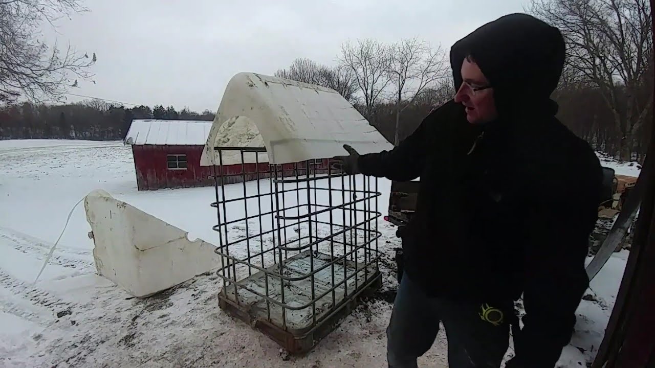 THE ULTIMATE FIREWOOD STORAGE SOLUTION!!!! AN IBC TOTE WITH PLASTIC ROOF - COMPLETE BUILD!!!