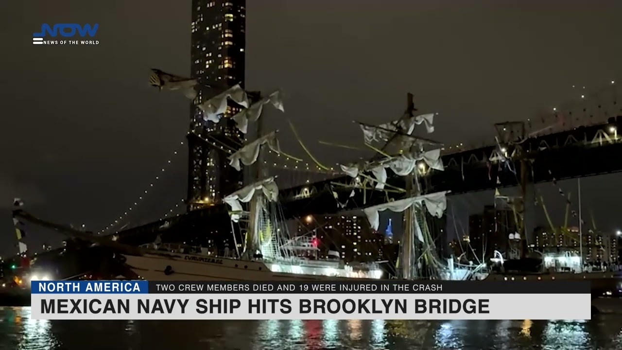 Mexican Navy ship hits Brooklyn Bridge