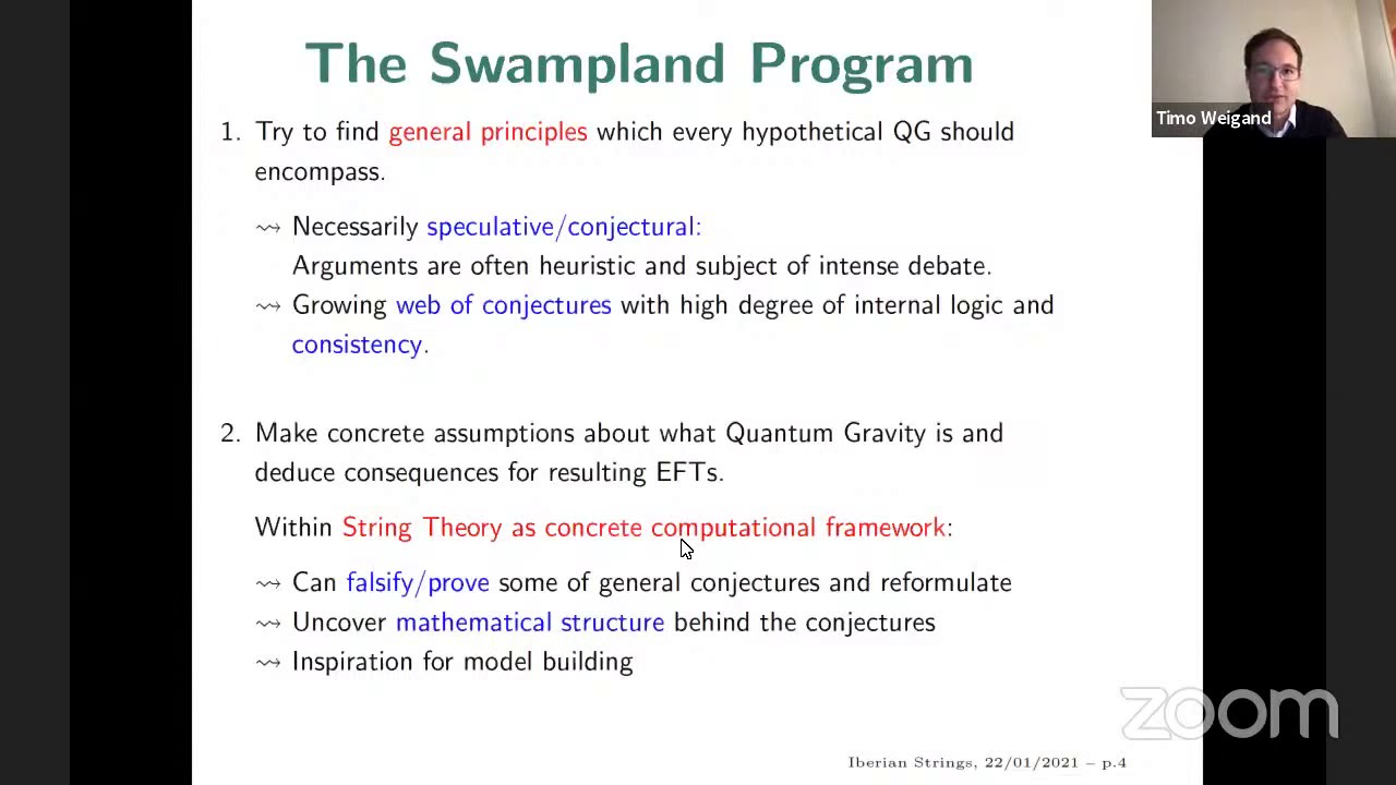 IberianStrings21 Day 4 Timo Weigand: The Swampland Program