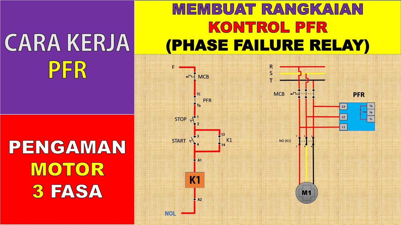 Cara Membuat Rangkaian Kontrol PFR (Phase Failure Relay) Pengaman Motor 3 Fasa