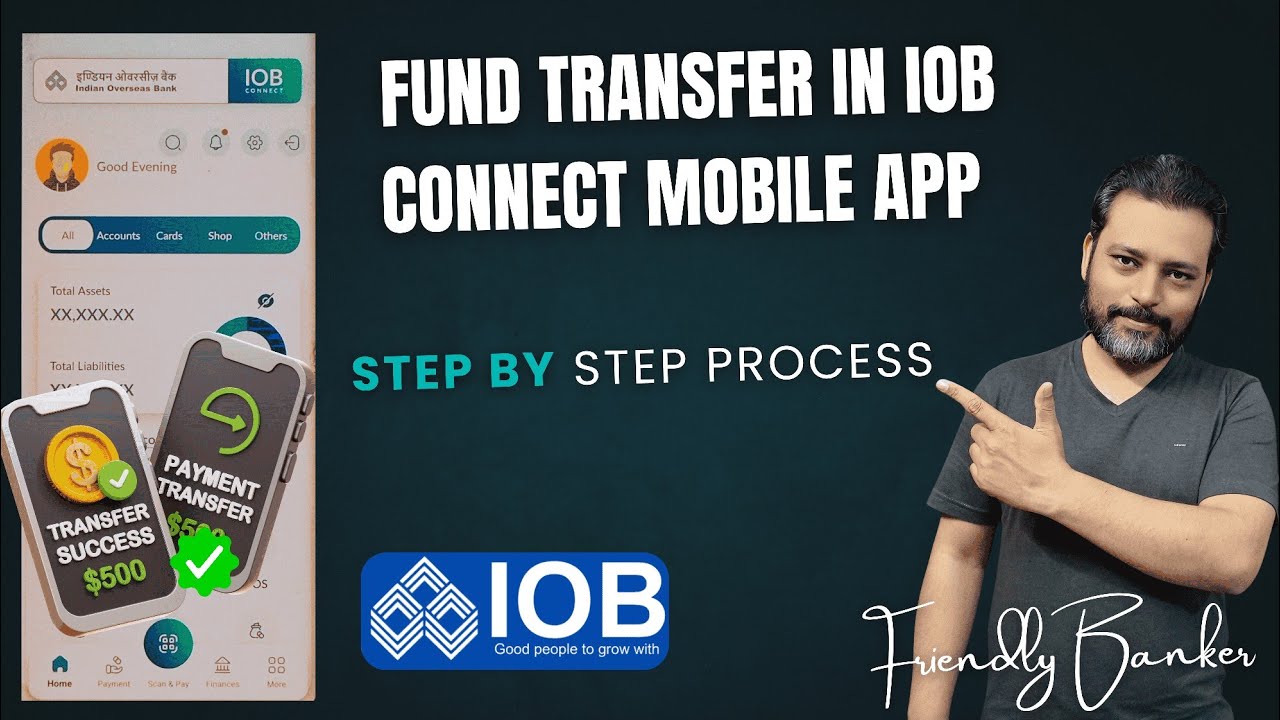 Fund Transfer In IOB Connect Mobile Banking | Full Demo 2025