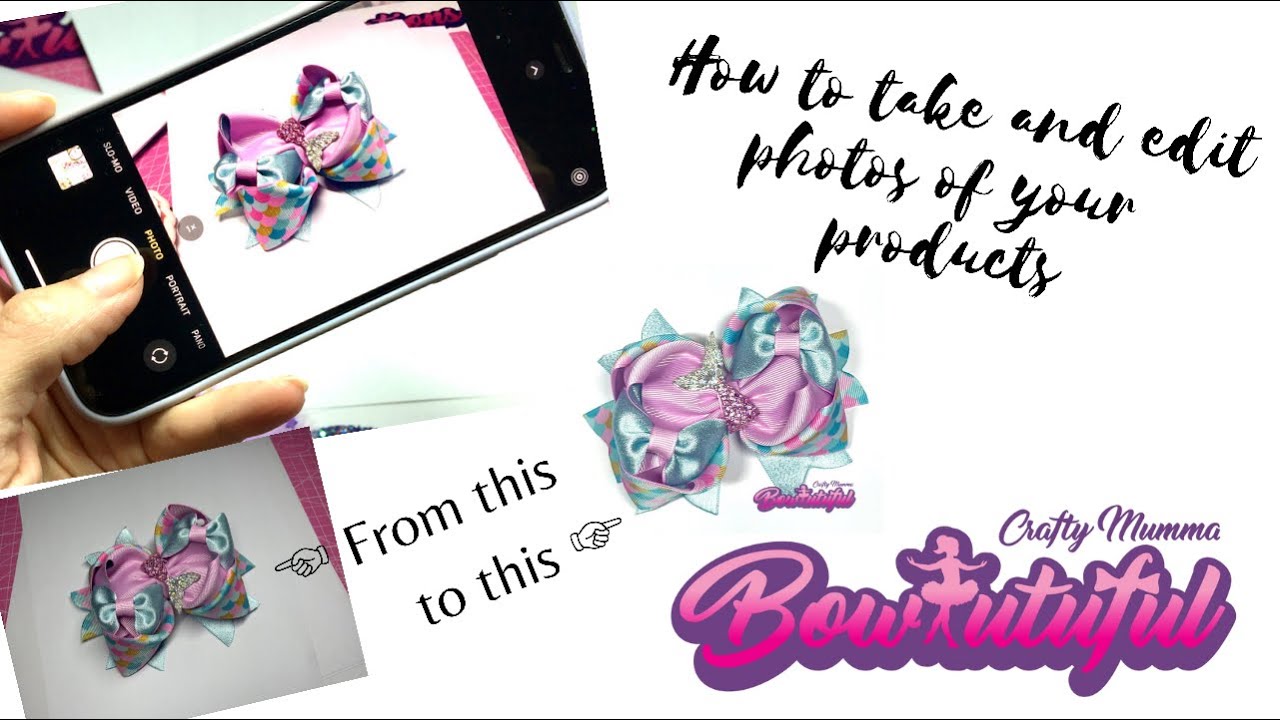 How to take and edit photos of your products.Taking photos of hair bows tutorial. Photography.