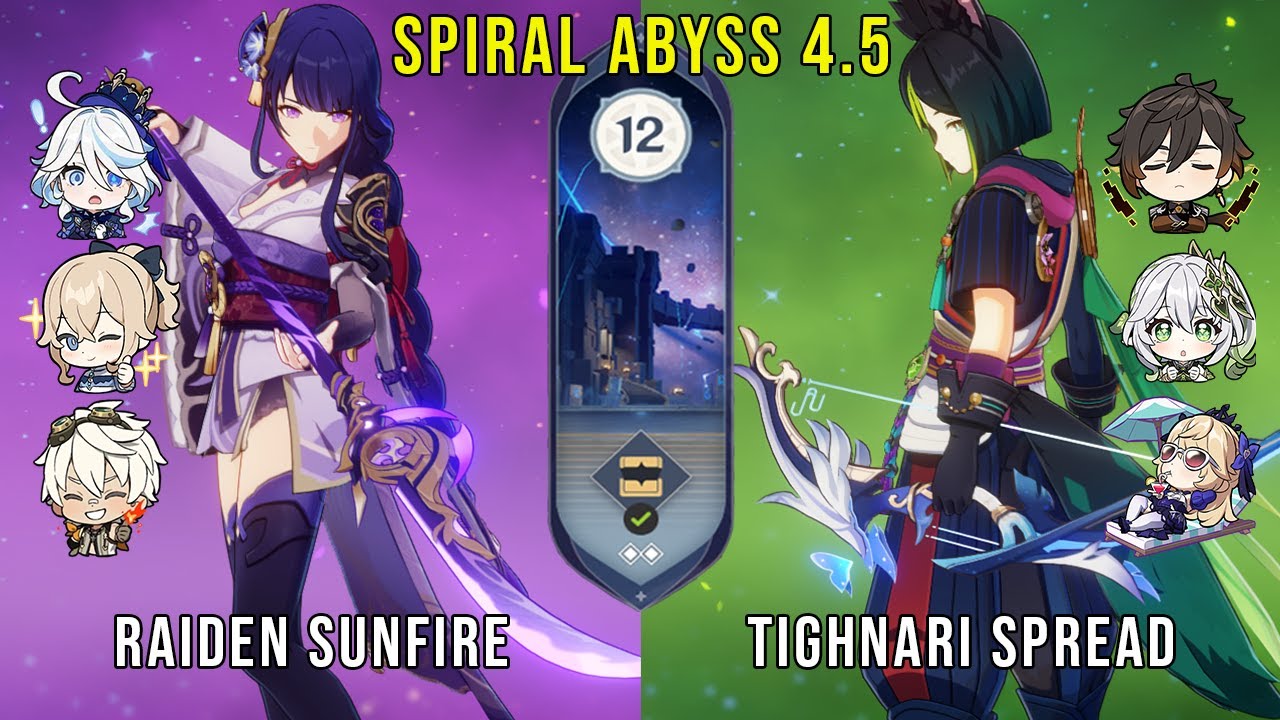 C0 Raiden Sunfire and C1 Tighnari Spread - Genshin Impact Abyss 4.5 - Floor 12 9 Stars