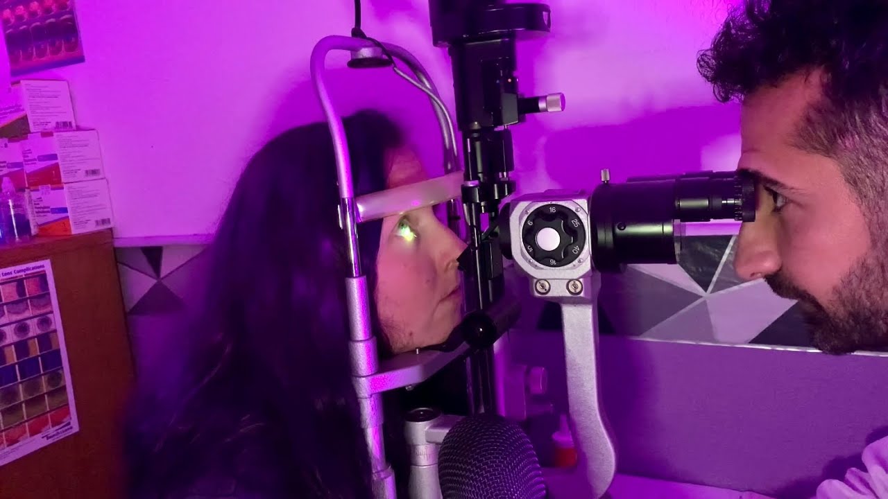 ASMR: рутинный осмотр пациента с помощью щелевой лампы