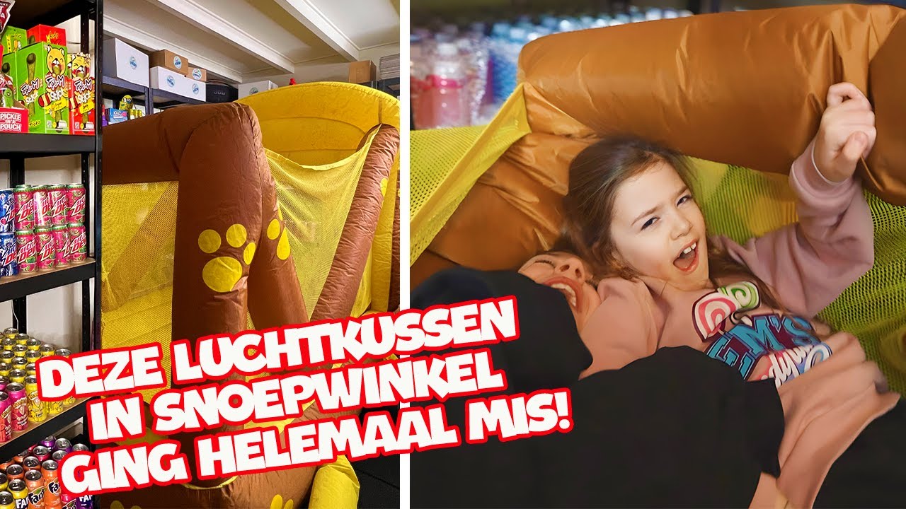 LUCHTKUSSEN CHALLENGE IN SNOEPWINKEL LOOPT UIT DE HAND !! - De Bakkertjes #870