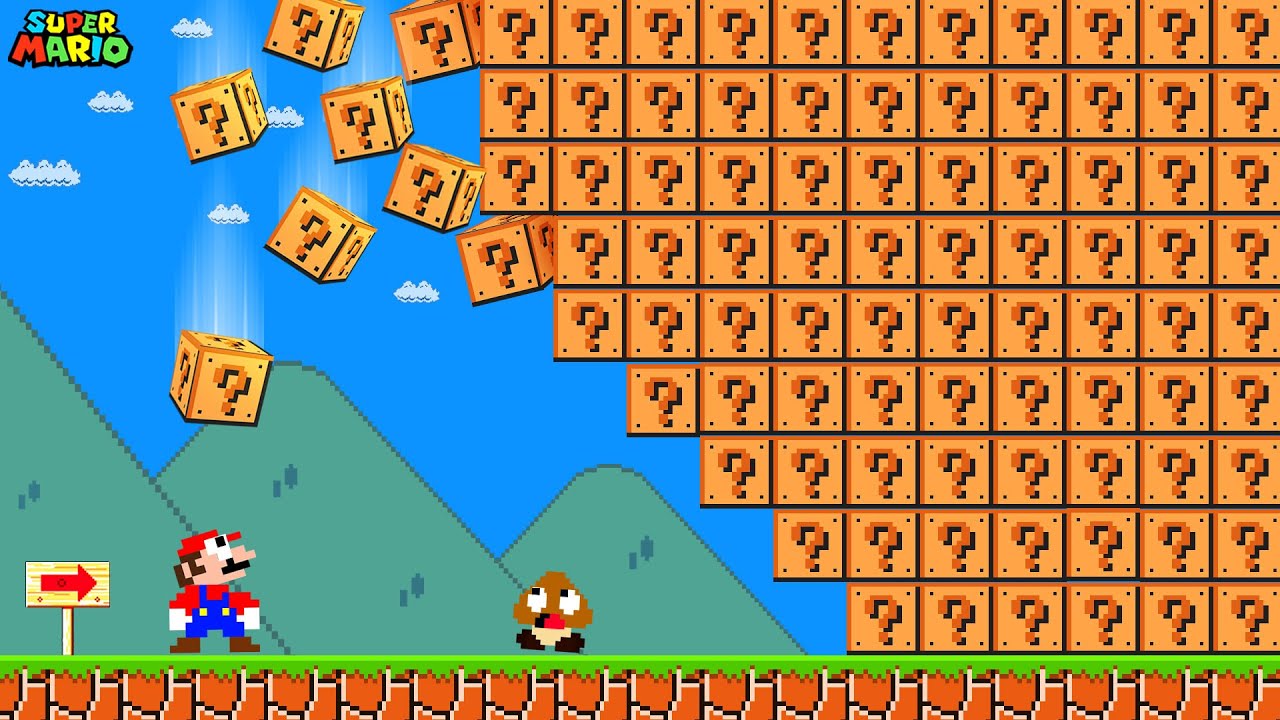 Can Mario Jump Over 999 Item Blocks In New Super Mario Bros. Wii?? | Game Animation