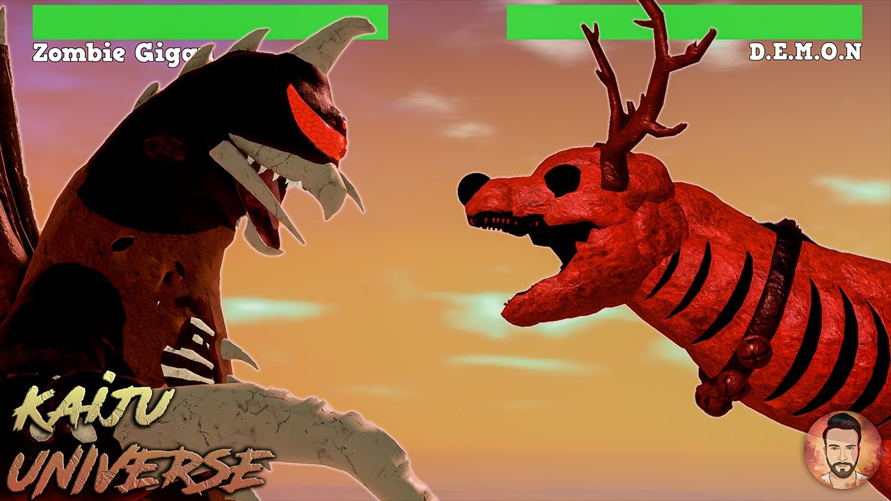 Zombie Gigan vs D.E.M.O.N Fight With Healthbars - Kaiju Universe Halloween