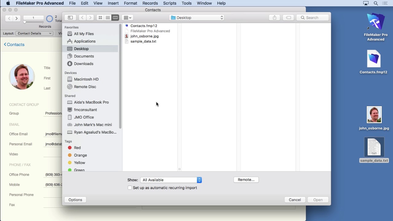 Inserting and Importing in FileMaker