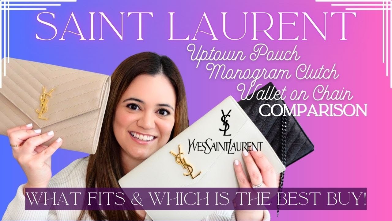 Распаковка клатча YSL с монограммой | Сравнение клатча, кошелька на цепочке и сумки Uptown Pouch ...
