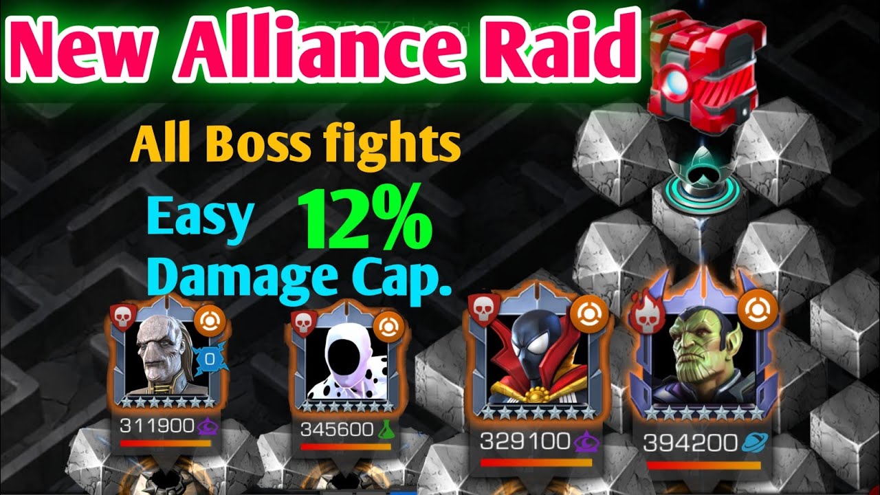 New Alliance Raid | All Boss fights with Easy 12% Damage Cap.| MCOC