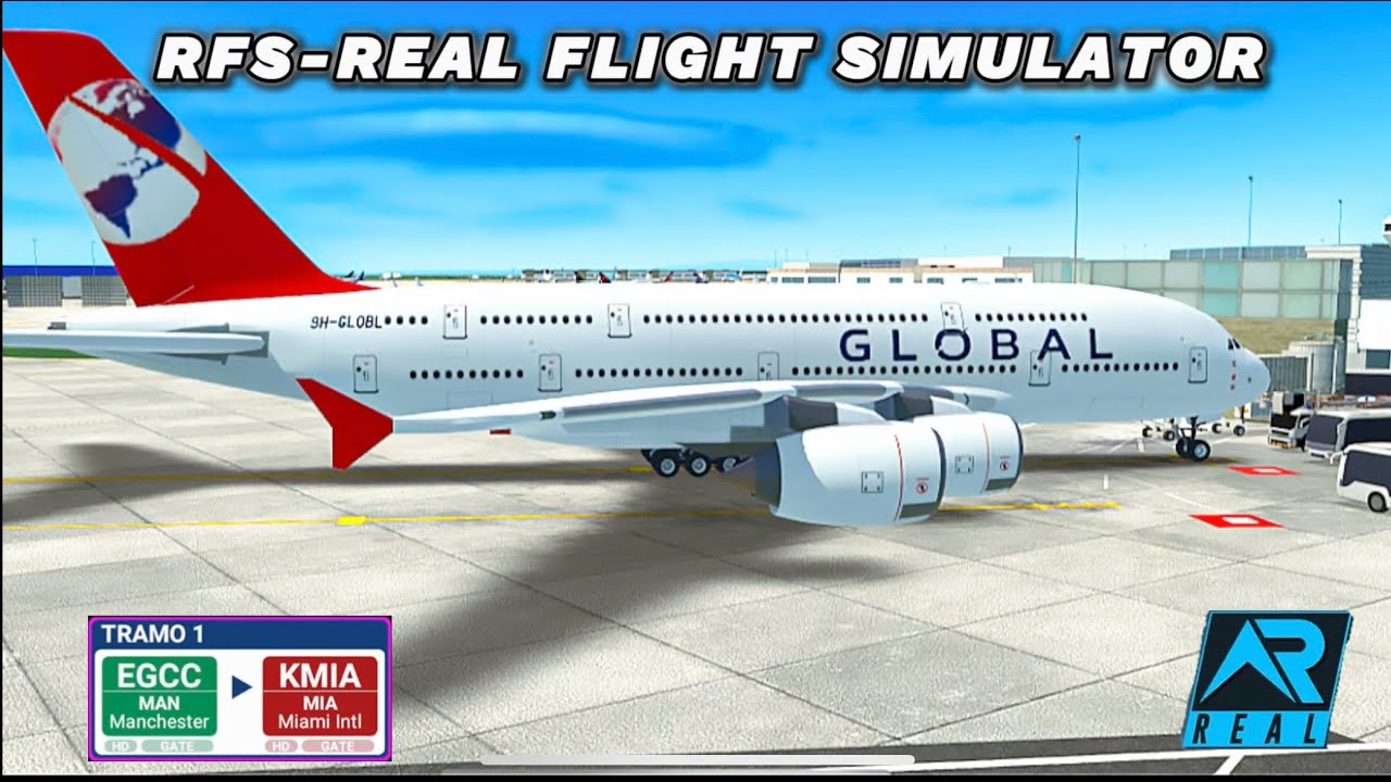 RFS - Real Flight Simulator | MANCHESTER - MIAMI | A380 | GLOBAL | FullFlight  | FullHD | RutaReal