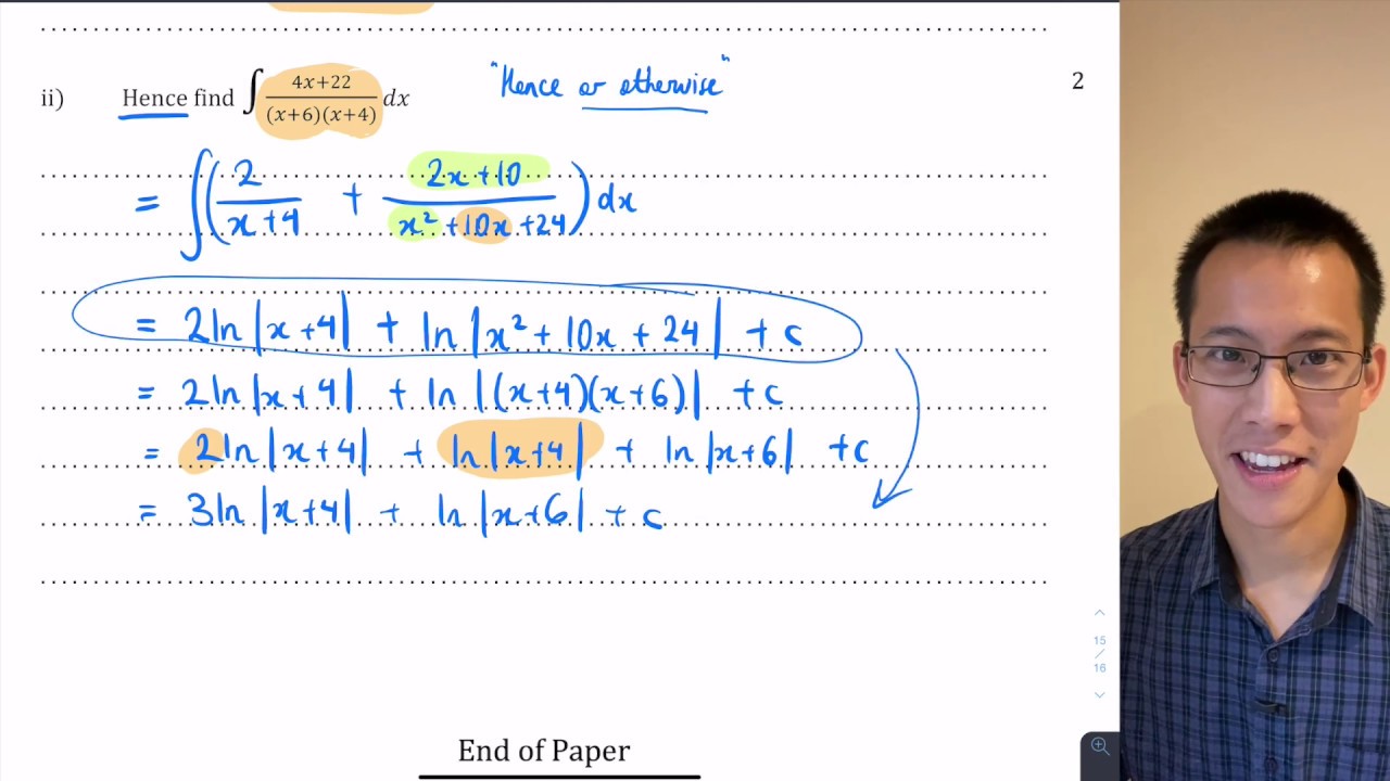 Integral Calculus Exam Review (5 of 5: Proving & using an algebraic identity)