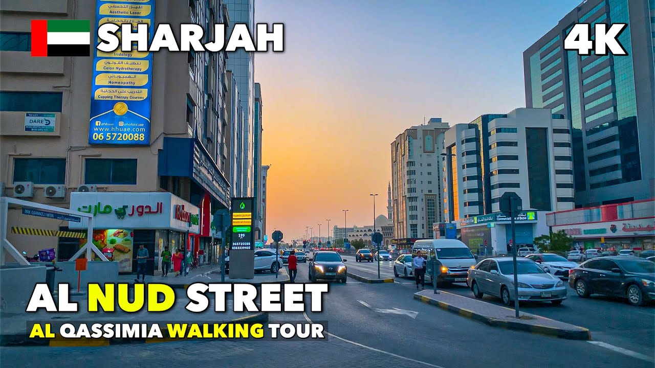 🇦🇪Sharjah, Al Nud, Al Qassimia Street - Evening Walking Tour 4K