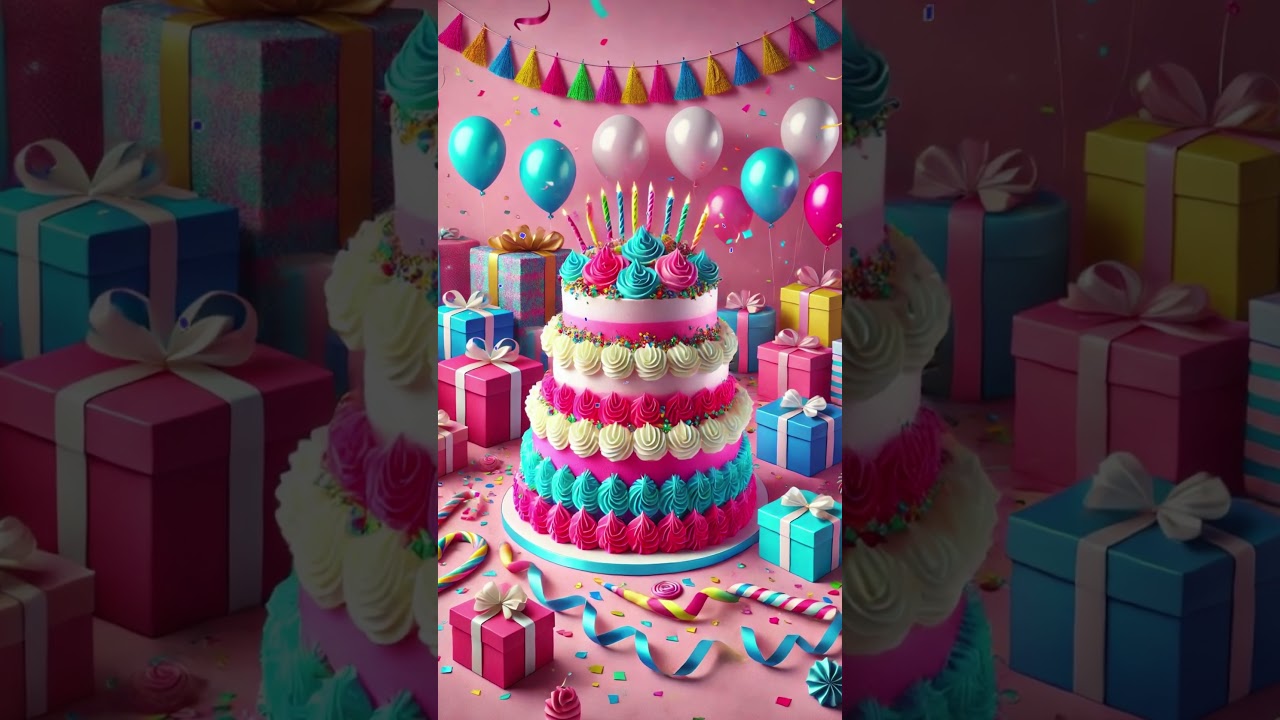 Happy Birthday Greeting Video 🎂✨ Happy Birthday E card | Blue ,Pink and White Happy Birthday wishes