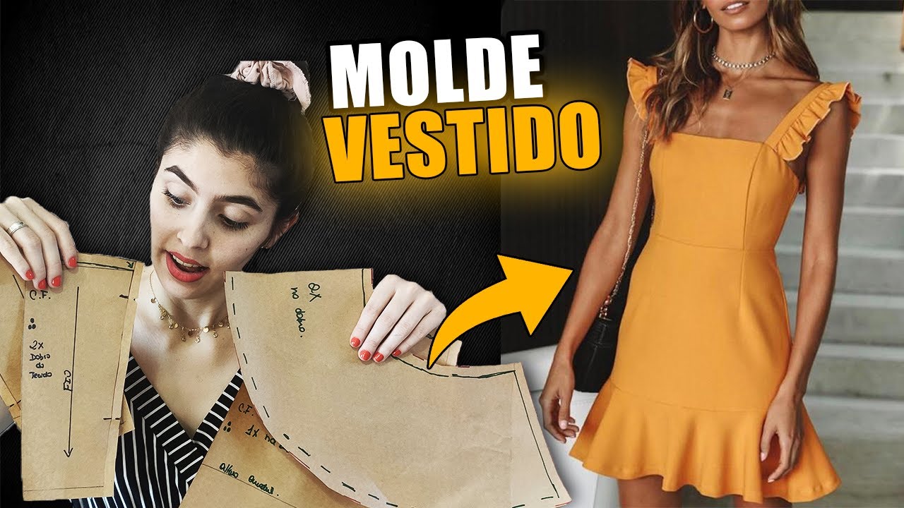 Como fazer molde de vestido com babado - Passo a Passo