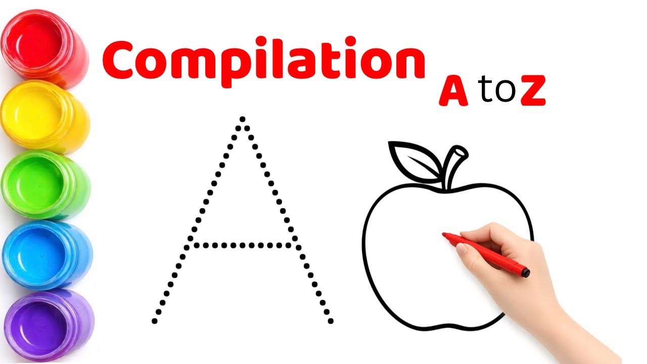 Learn alphabet A to Z with words | colouring and tracing | abc phonics | A for apple #abcd #viral 