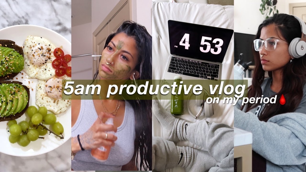 my 5AM PRODUCTIVE PERIOD VLOG♡ | CRAMPS + EDITING