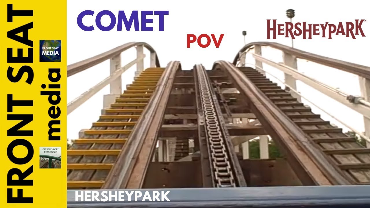 Hersheypark - Ride On The Comet , front seat ride POV! Wow! Hershey Park wooden rollercoaster