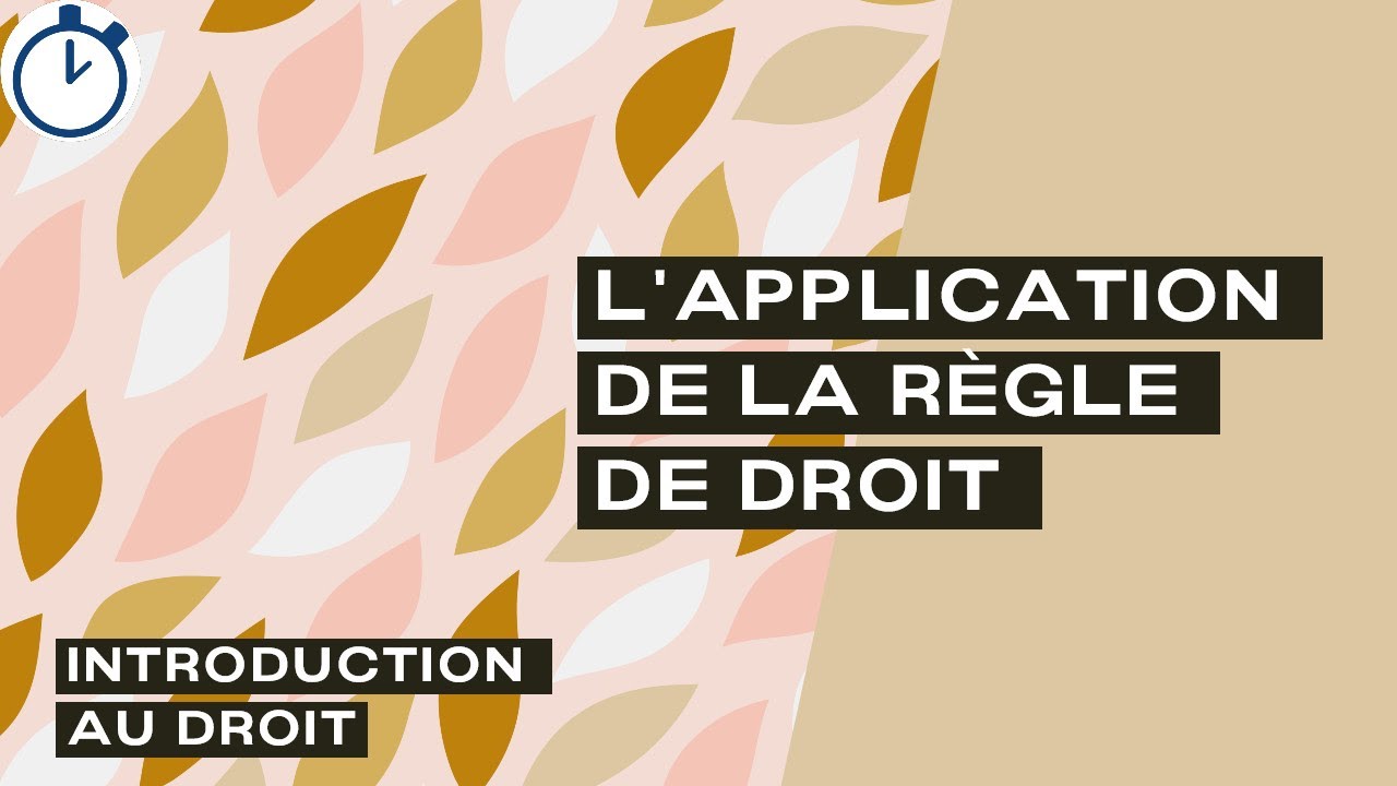 L'Application de la R&egrave;gle de Droit dans l'Espace et le Temps : [Introduction au Droit]