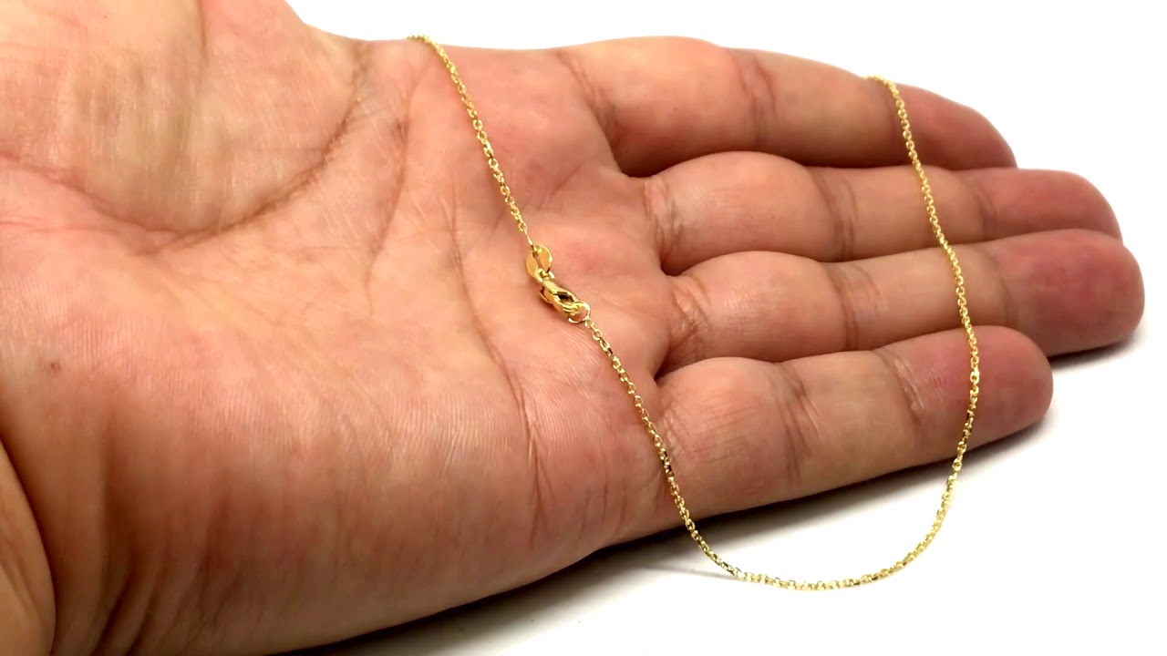 14k Yellow Gold Cable Link Chain Necklace, 1.1mm