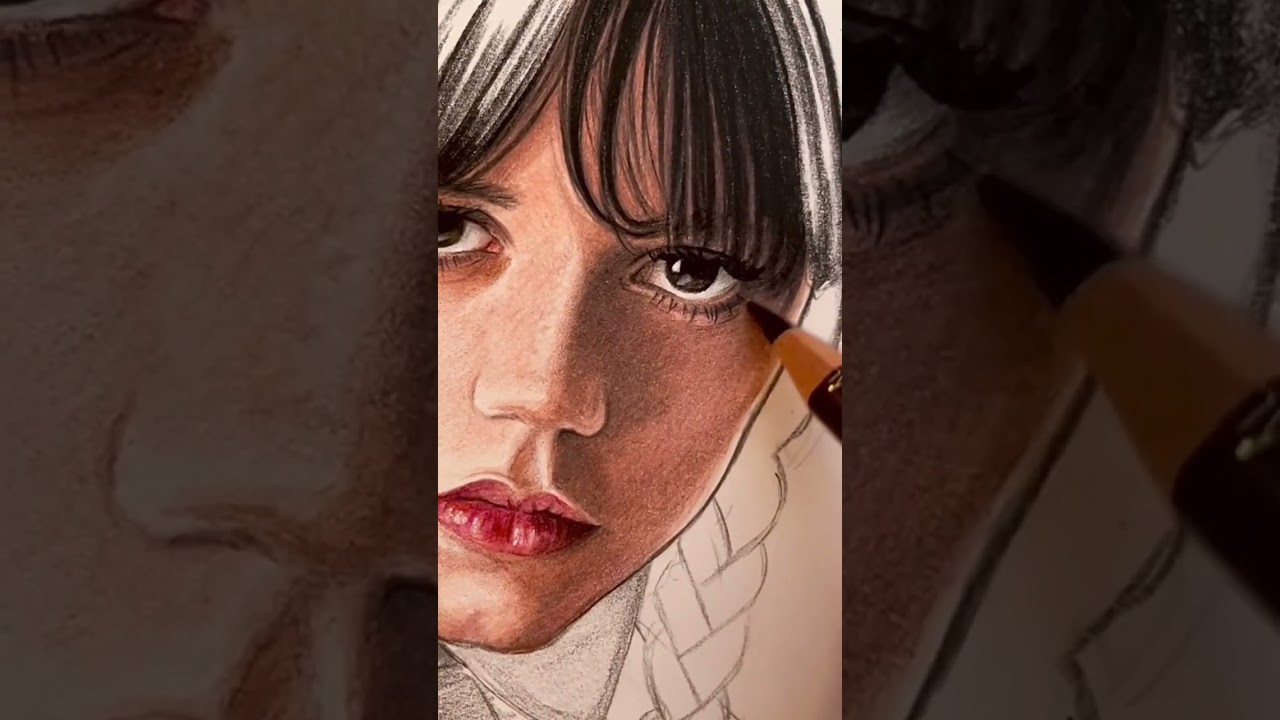 How to draw Wednesday Addams 👧🏻 Realism drawing #shorts #wednesdayaddams #viral