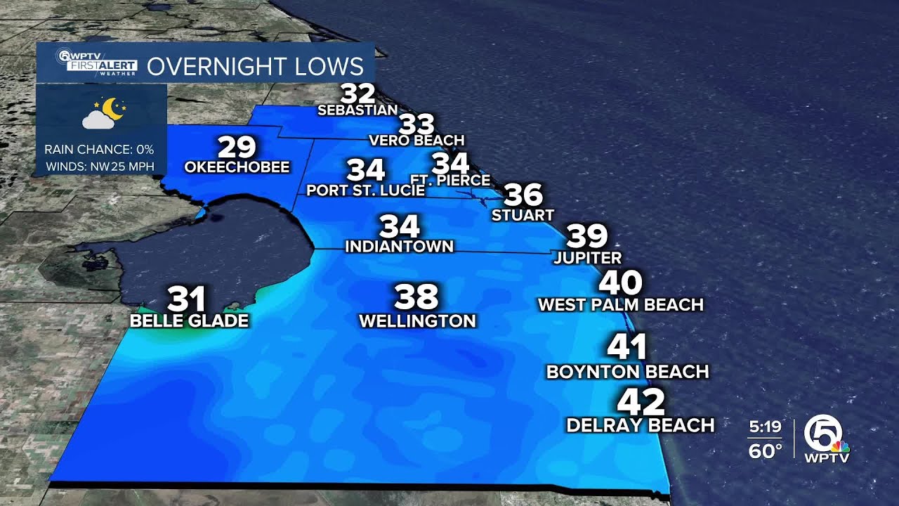 WPTV First Alert Weather Forecast for Evening of Thursday, Jan. 15, 2026