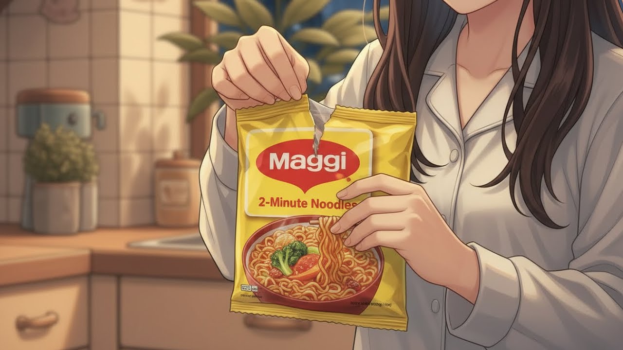 A Relaxing Rainy Night alone at Home|ASMR|Cooking Maggie and Eating#asmr  #asmreating #asmrfood
