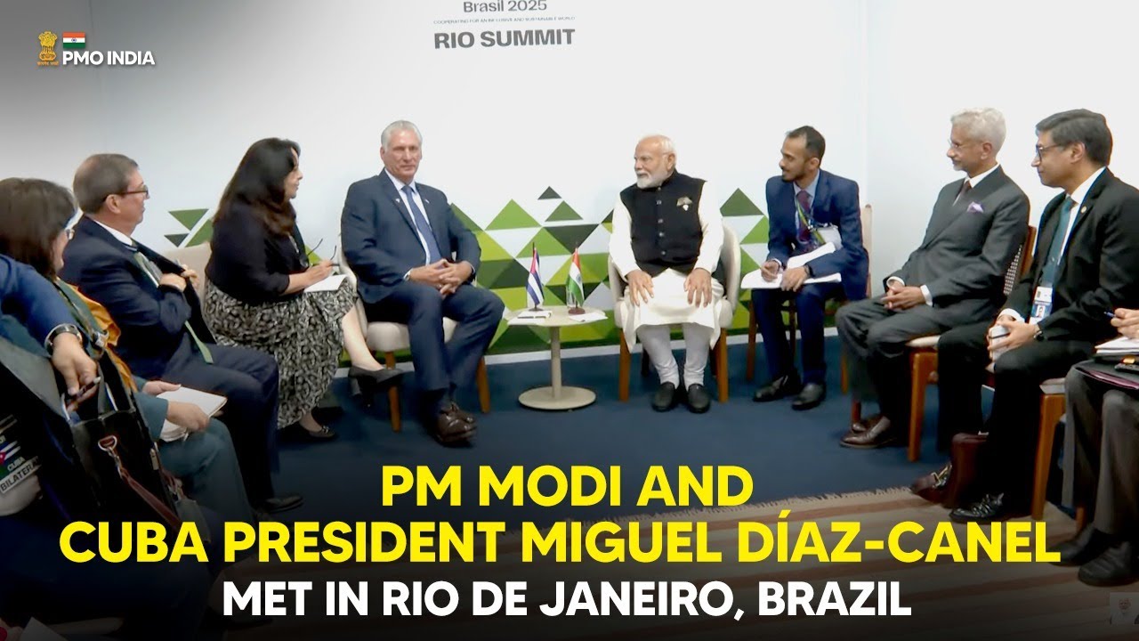 PM Modi and Cuba President Miguel Díaz-Canel meet in Rio de Janeiro, Brazil