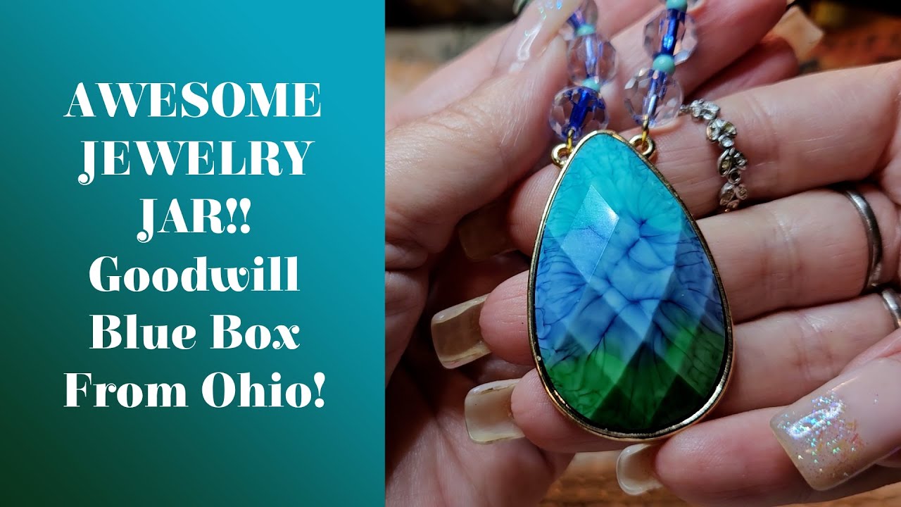 AWESOME JEWELRY JAR!! Goodwill Blue Box From Ohio!