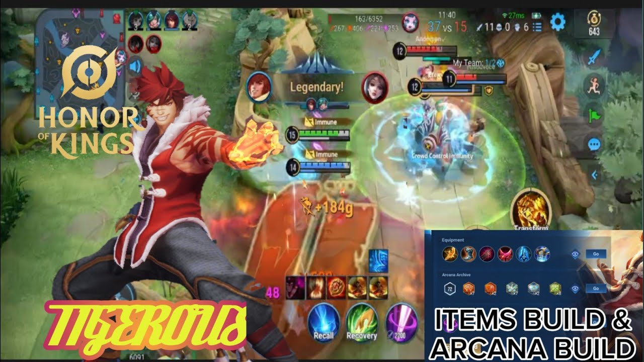 TIGEROUS RECOMMENDED BUILD ITEMS AND ARCANA | HONOR OF KINGS