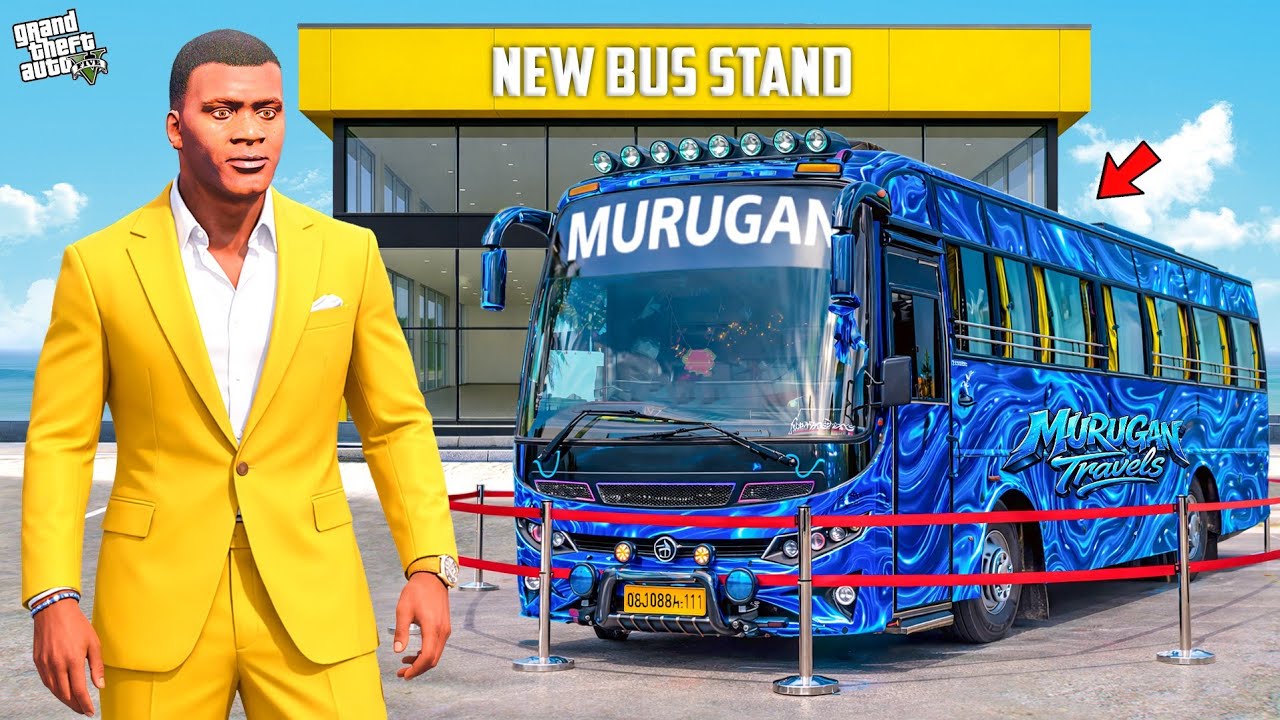 Franklin & Chithapu Build New Bus Stand And Buy Private Blue Bus in GTA 5