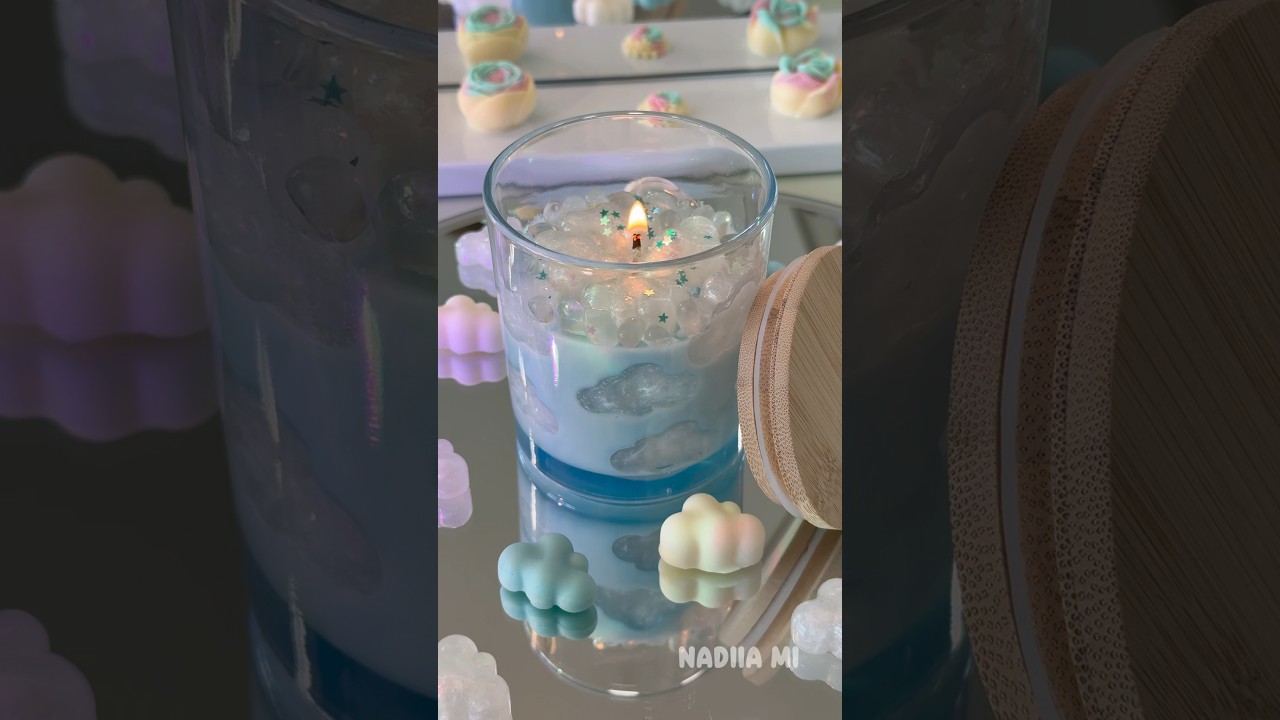 ASMR Cloud Candle DIY | Satisfying Gel & Soy Wax Tutorial ☁️✨🤍