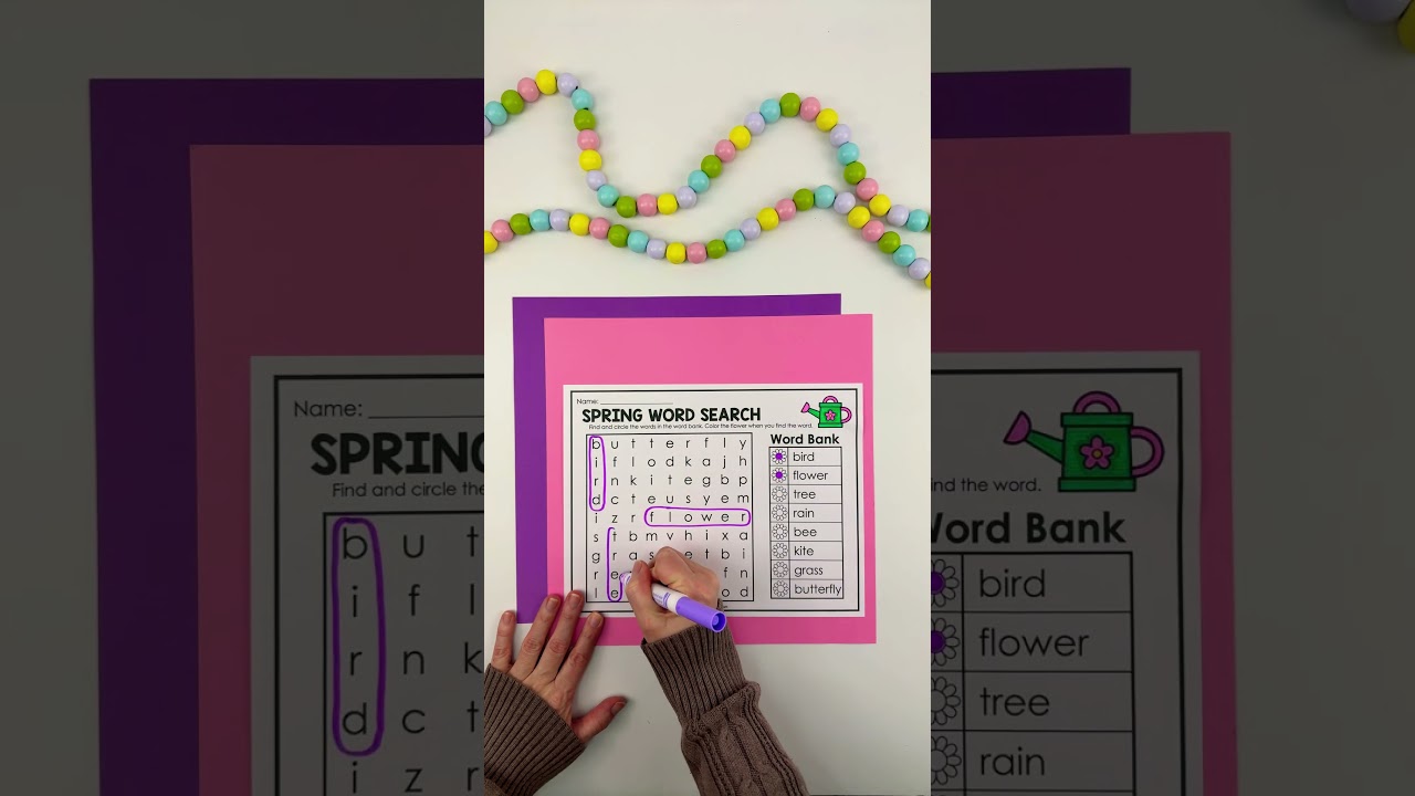 Spring word search puzzle for kids #kidslearning #wordsearch #puzzlesforkids #kindergartenactivities