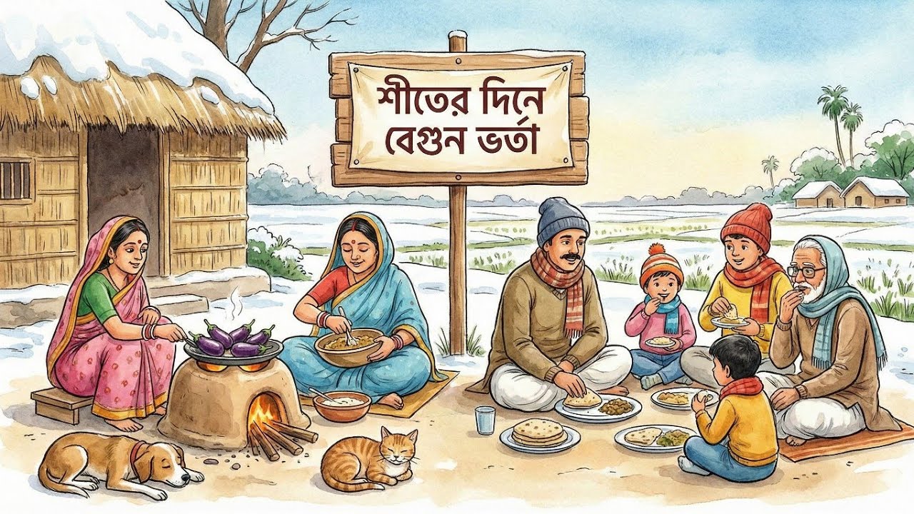 শীতের দিনে বেগুন ভর্তা 🍆| পর্ব - ১ | Bengali Cartoon | Hasi Ullash |